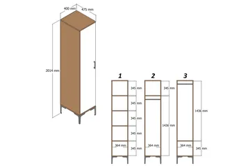 Vaatekaappi Kumsal 40 cm - Pähkinä - Säilytys - Kaappi - Säilytyskaappi