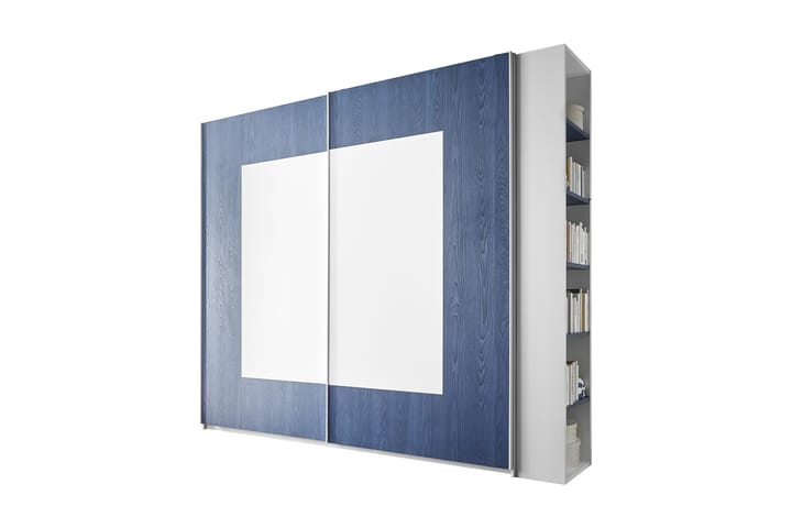 Vaatekaappi Latour 243 cm Liukuovi Neliökuvio - Valkoinen/Sininen - Vaatekaappi
