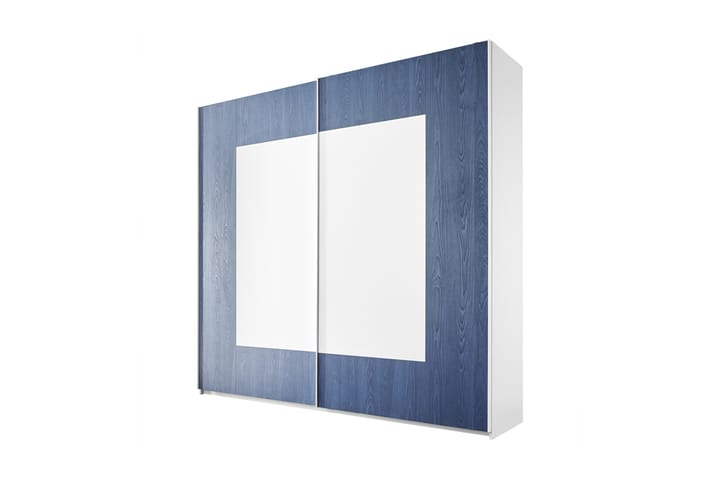 Vaatekaappi Latour 243 cm Liukuovi Neliökuvio - Valkoinen/Sininen - Vaatekaappi
