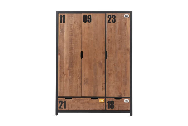 Vaatekaappi Leeder 3 ovea, Puu/Luonnonväri