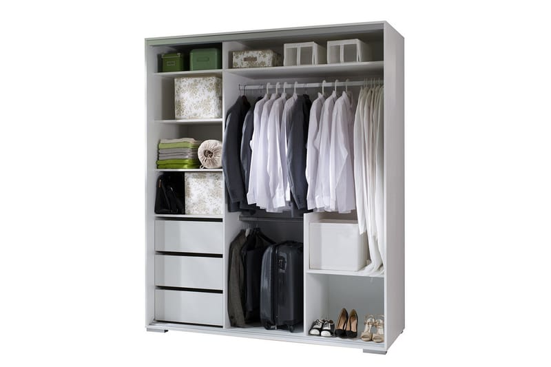 Vaatekaappi Leo 180x66x217 cm - Beige / Ruskea / Valkoinen - Säilytys - Vaatesäilytys - Vaatekaappi