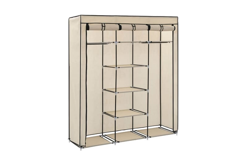 Vaatekaappi lokeroilla & tangoilla kangas 150x45x175cm kerma - Kerma - Säilytys - Vaatesäilytys - Vaatekaappi