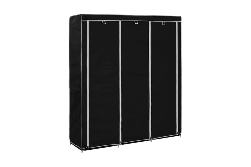 Vaatekaappi lokeroilla & tangoilla kangas 150x45x175cm musta - Musta - Säilytys - Vaatesäilytys - Vaatekaappi
