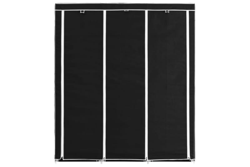 Vaatekaappi lokeroilla & tangoilla kangas 150x45x175cm musta - Musta - Säilytys - Vaatesäilytys - Vaatekaappi