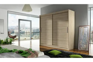 Vaatekaappi London 180 cm liukuovet - Beige/Puu/Luonnonväri - Säilytys - Vaatesäilytys - Vaatekaappi