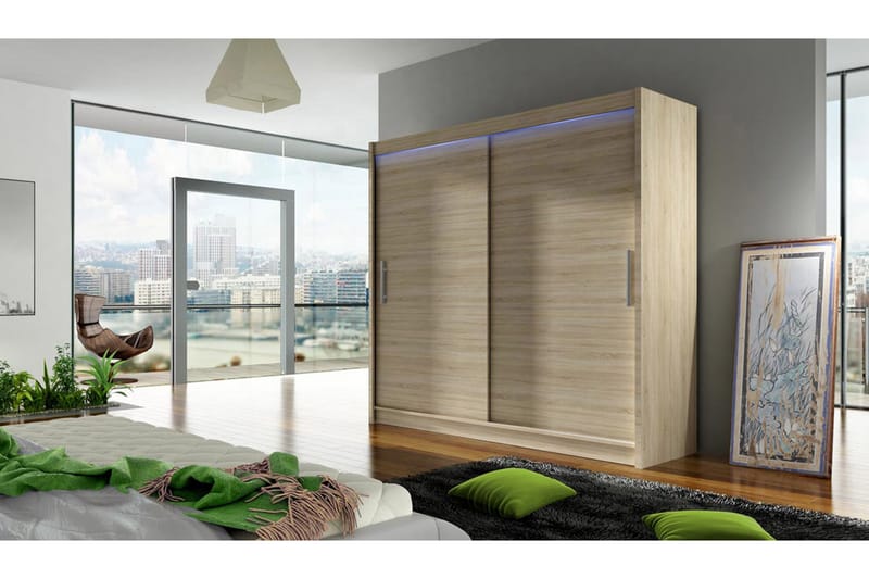Vaatekaappi London 180x57x215 cm - Beige - Säilytys - Vaatesäilytys - Vaatekaappi