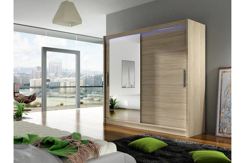 Vaatekaappi London 180x57x215 cm - Beige - Säilytys - Vaatesäilytys - Vaatekaappi