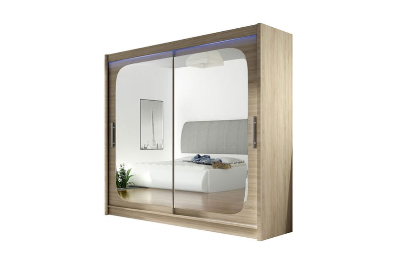 Vaatekaappi London 180x57x215 cm, Beige/Valkoinen