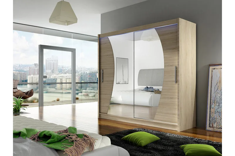 Vaatekaappi London 180x57x215 cm - Beige/Valkoinen - Säilytys - Vaatesäilytys - Vaatekaappi