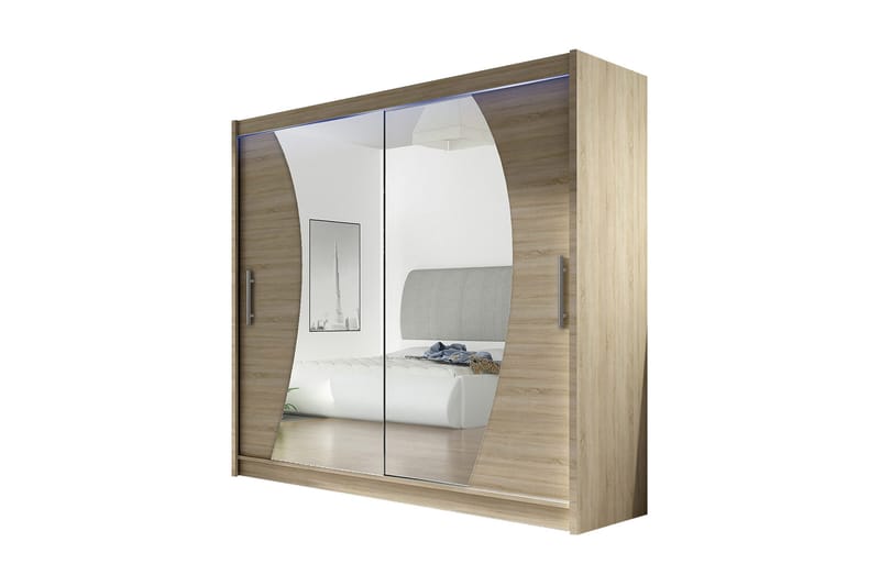 Vaatekaappi London 180x57x215 cm, Beige/Valkoinen