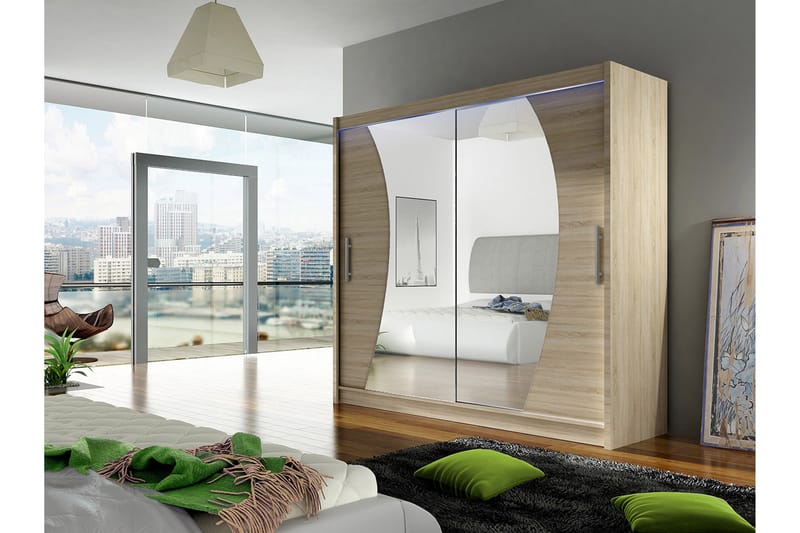 Vaatekaappi London 180x57x215 cm - Beige/Valkoinen - Säilytys - Vaatesäilytys - Vaatekaappi