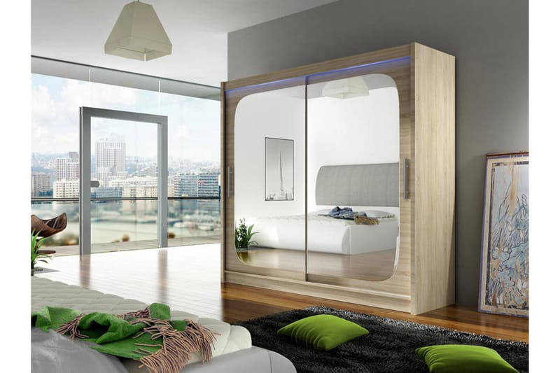 Vaatekaappi London 180x57x215 cm - Beige/Valkoinen - Säilytys - Vaatesäilytys - Vaatekaappi
