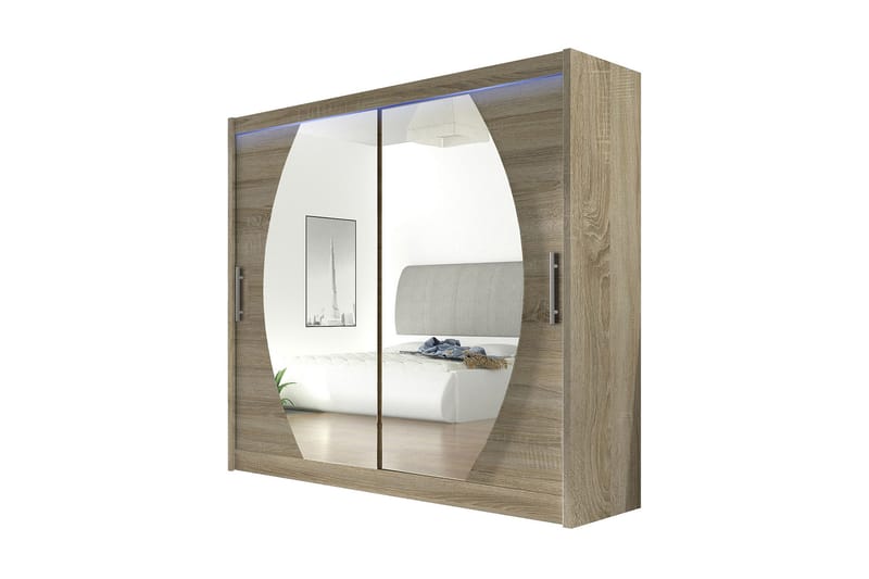 Vaatekaappi London 180x57x215 cm, Beige/Valkoinen
