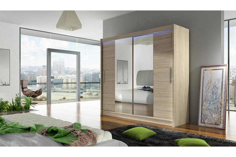 Vaatekaappi London 180x57x215 cm - Beige/Valkoinen - Säilytys - Vaatesäilytys - Vaatekaappi