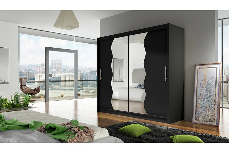 Vaatekaappi London 180x57x215 cm - Musta - Säilytys - Vaatesäilytys - Vaatekaappi