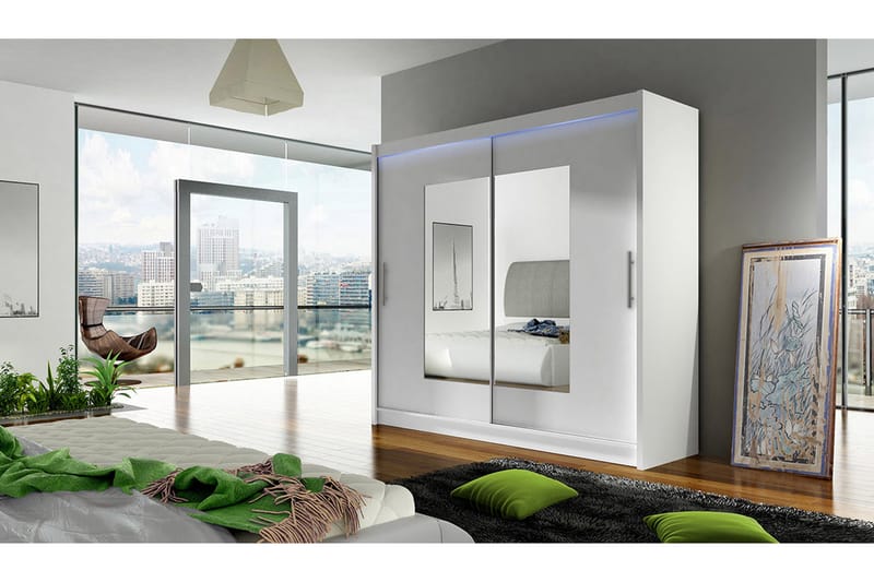 Vaatekaappi London 180x57x215 cm - Valkoinen - Säilytys - Vaatesäilytys - Vaatekaappi