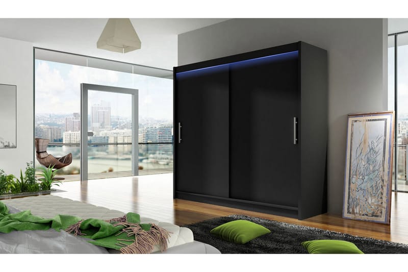 Vaatekaappi London 180x57x215 cm - Valkoinen - Säilytys - Vaatesäilytys - Vaatekaappi