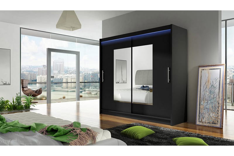Vaatekaappi London 180x57x215 cm - Valkoinen - Säilytys - Vaatesäilytys - Vaatekaappi