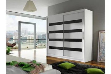 Vaatekaappi London 180x57x215 cm - Valkoinen - Säilytys - Vaatesäilytys - Vaatekaappi