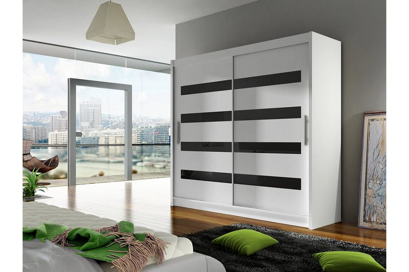 Vaatekaappi London 180x57x215 cm - Valkoinen - Säilytys - Vaatesäilytys - Vaatekaappi