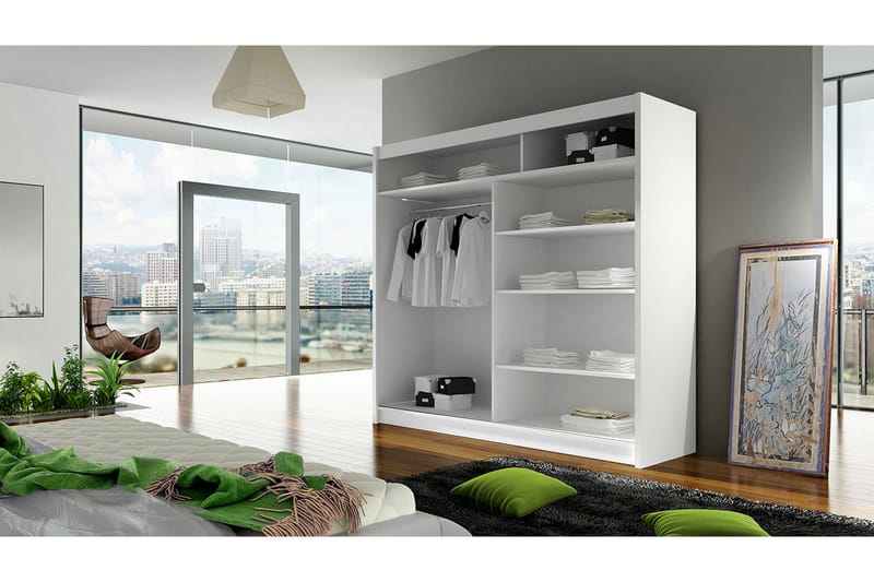 Vaatekaappi London LED-valaistus - Valkoinen/RGB LED - Säilytys - Vaatesäilytys - Vaatekaappi