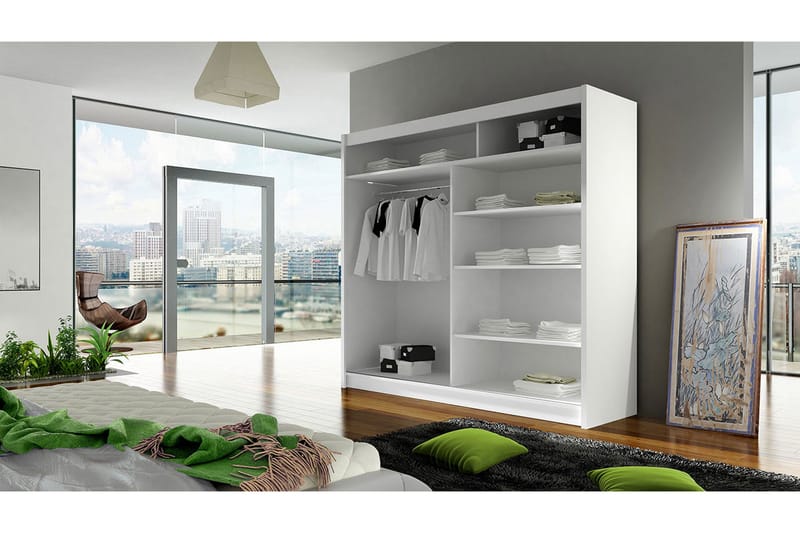 Vaatekaappi London LED-valaistus - Valkoinen/RGB LED - Säilytys - Vaatesäilytys - Vaatekaappi