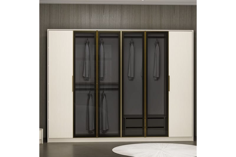 Vaatekaappi Luxe 270 cm - Kulta/Valkoinen - Säilytys - Vaatesäilytys - Vaatekaappi