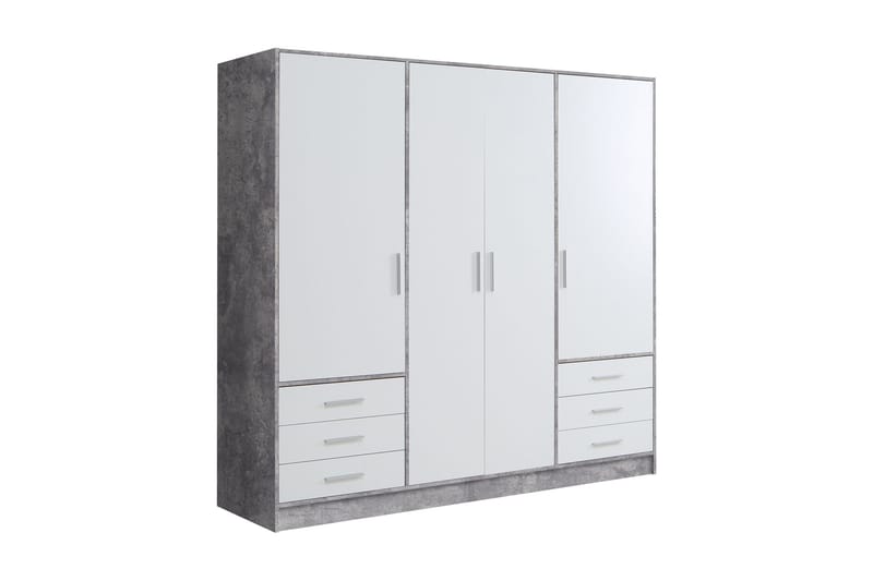 Vaatekaappi Lyoth 207 cm - Harmaa/Valkoinen - Säilytys - Vaatesäilytys - Vaatekaappi