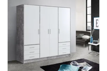 Vaatekaappi Lyoth 207 cm - Harmaa/Valkoinen - Säilytys - Vaatesäilytys - Vaatekaappi