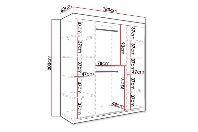 Vaatekaappi Marmesa 180 cm Marmorikuvio - Musta - Säilytys - Vaatesäilytys - Vaatekaappi