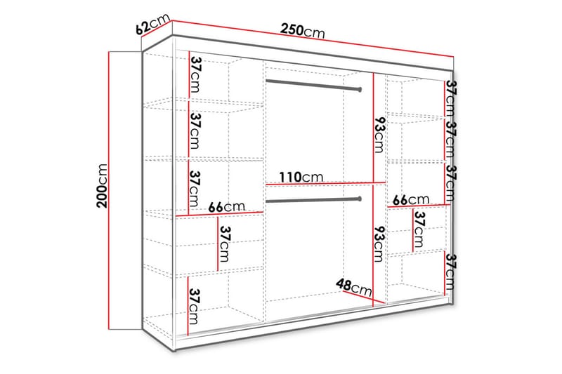 Vaatekaappi Marmesa 250 cm Marmorikuvio - Musta - Vaatekaappi