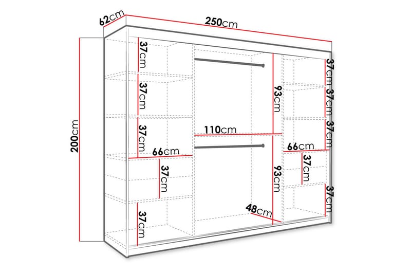 Vaatekaappi Marmesa 250 cm Marmorikuvio - Valkoinen/Kulta - Säilytys - Vaatesäilytys - Vaatekaappi