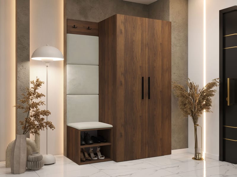 vaatekaappi Medi Walnut + Manila 02 - Walnut + Manila 02 - Säilytys - Vaatesäilytys - Vaatekaappi - Kulmavaatekaappi