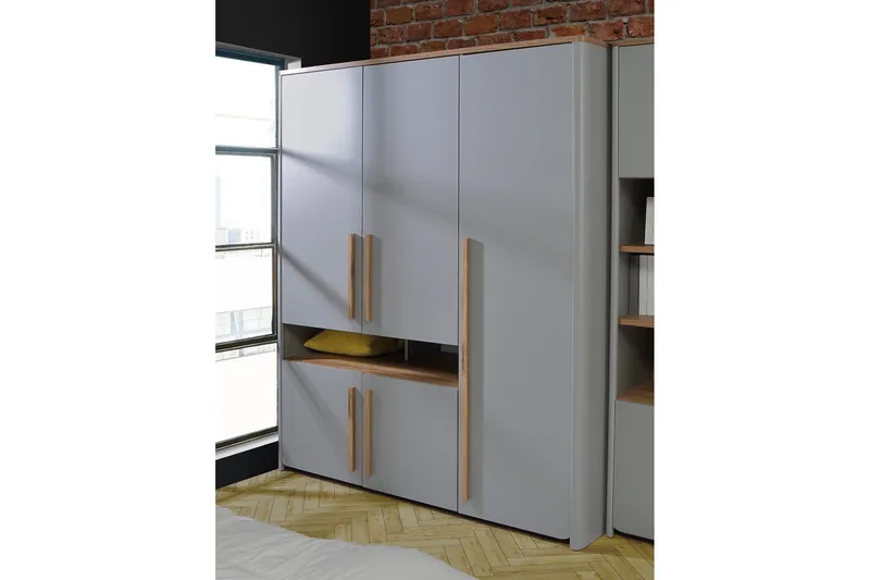 Vaatekaappi Meris 59x158 cm - Harmaa/Ruskea - Säilytys - Vaatesäilytys - Vaatekaappi