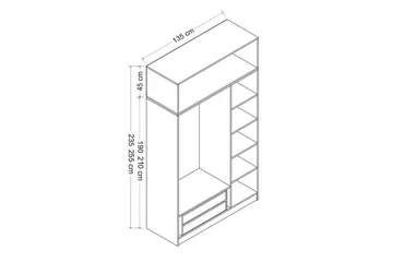 Vaatekaappi Minar 135 cm - Antrasiitti - Säilytys - Vaatesäilytys - Vaatekaappi