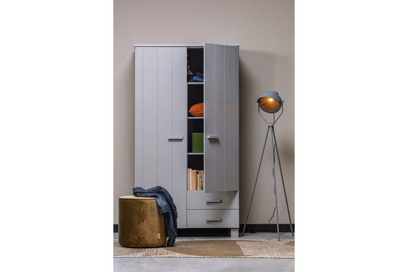 Vaatekaappi Mitchell 2 laatikolla 111 cm - Harmaa mänty - Säilytys - Vaatesäilytys - Vaatekaappi