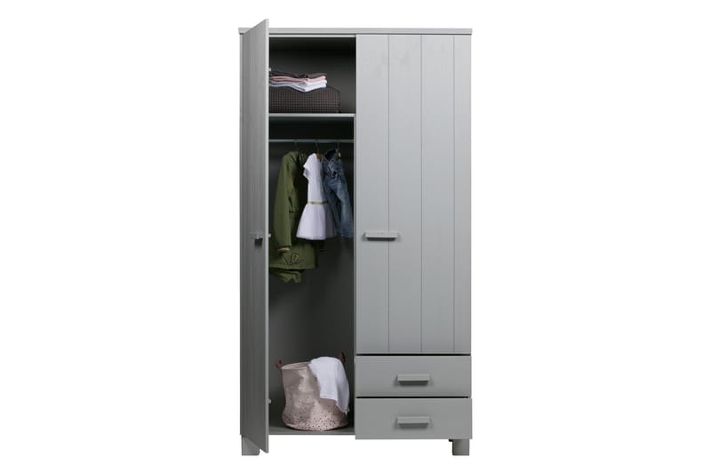 Vaatekaappi Mitchell 2 laatikolla 111 cm - Harmaa mänty - Säilytys - Vaatesäilytys - Vaatekaappi