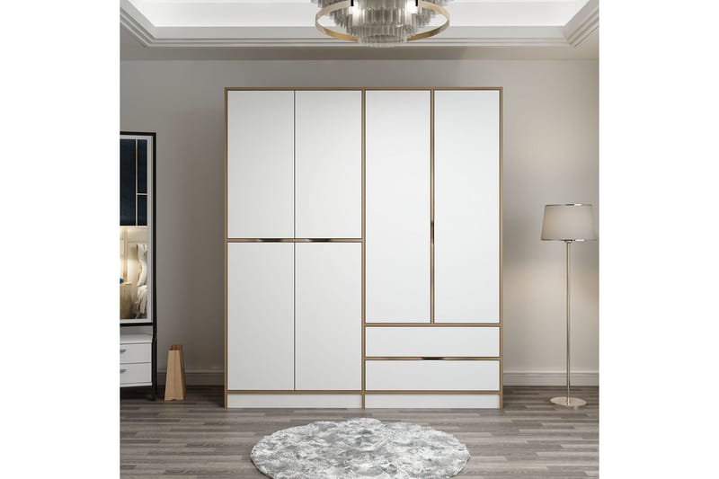 Vaatekaappi Munna 180 cm, Valkoinen