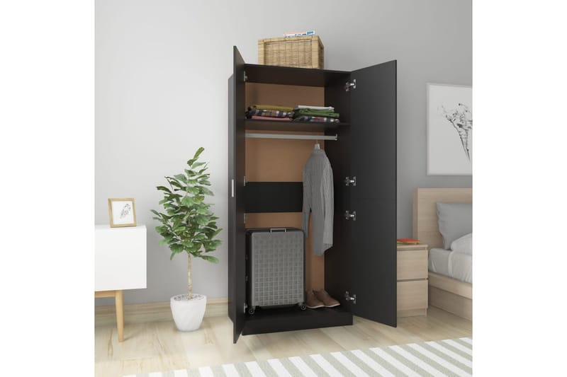 Vaatekaappi musta 80x52x180 cm lastulevy - Musta - Säilytys - Vaatesäilytys - Vaatekaappi