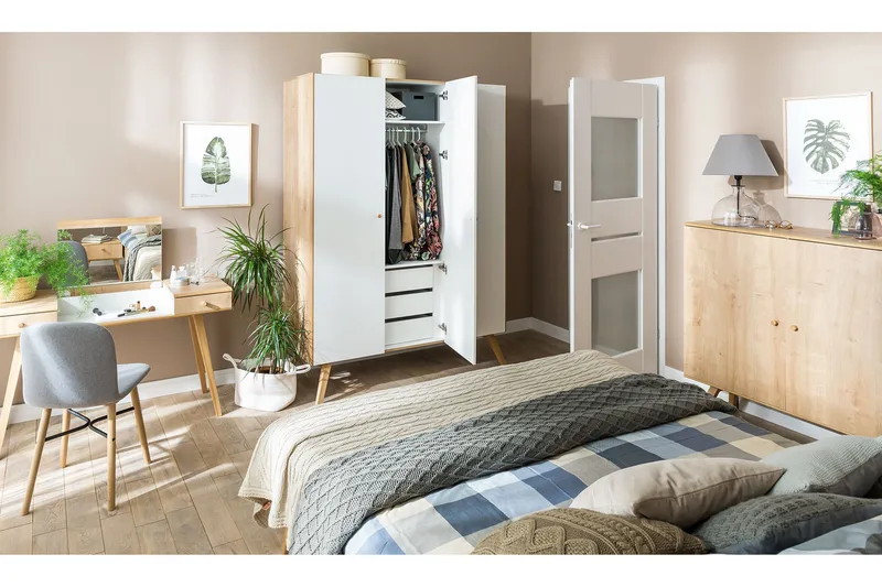 Vaatekaappi Nature Valkoinen/Luonnonväri - VOX - Säilytys - Vaatesäilytys - Vaatekaappi