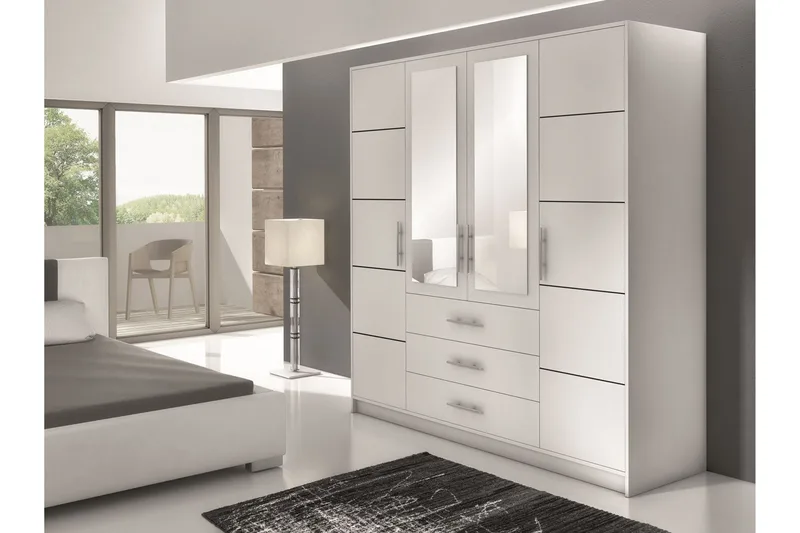 Vaatekaappi Ordino 196 cm - Valkoinen - Säilytys - Vaatesäilytys - Vaatekaappi