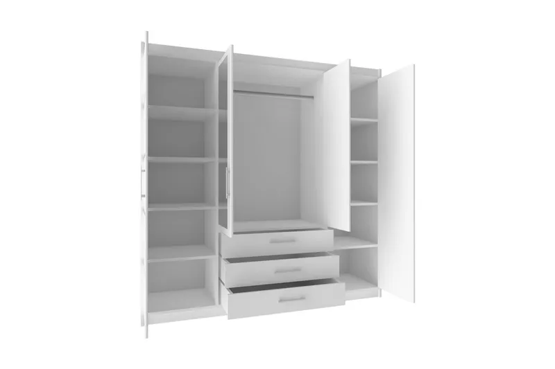 Vaatekaappi Ordino 196 cm - Valkoinen - Säilytys - Vaatesäilytys - Vaatekaappi