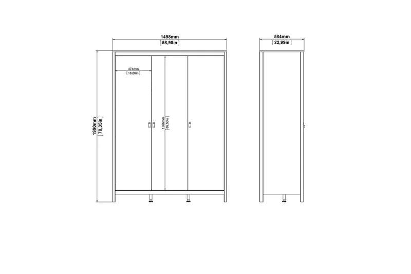 Vaatekaappi Osterholm 58x150 cm - Musta - Säilytys - Vaatesäilytys - Vaatekaappi