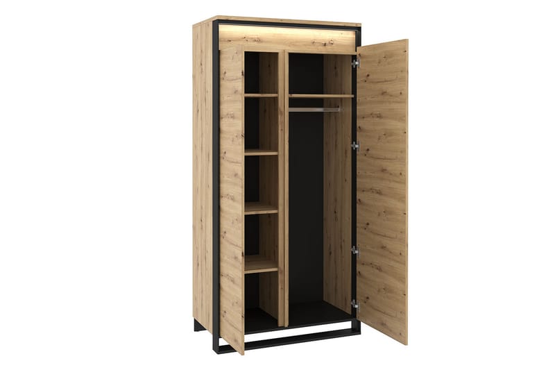 Vaatekaappi Quant 50x95 cm - Tammi/Musta - Säilytys - Vaatesäilytys - Vaatekaappi