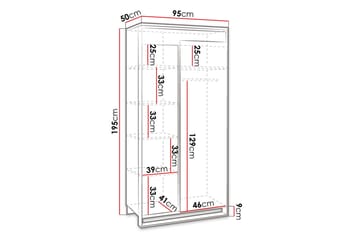 Vaatekaappi Quant 50x95 cm - Tammi/Musta - Säilytys - Vaatesäilytys - Vaatekaappi