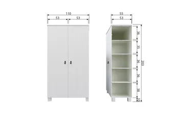 Vaatekaappi Rawsone 55x111 cm - Valkoinen - Säilytys - Vaatesäilytys - Vaatekaappi