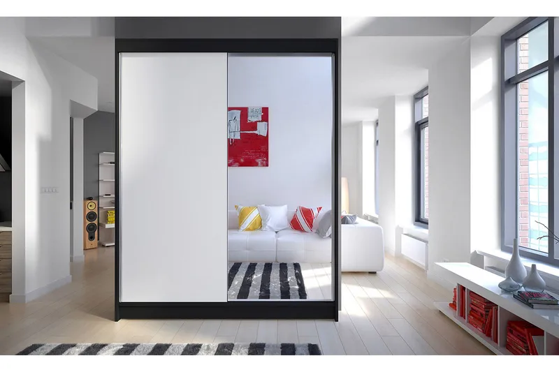 Vaatekaappi Richmond 150x58x200 cm - Musta/Valkoinen - Säilytys - Vaatesäilytys - Vaatekaappi