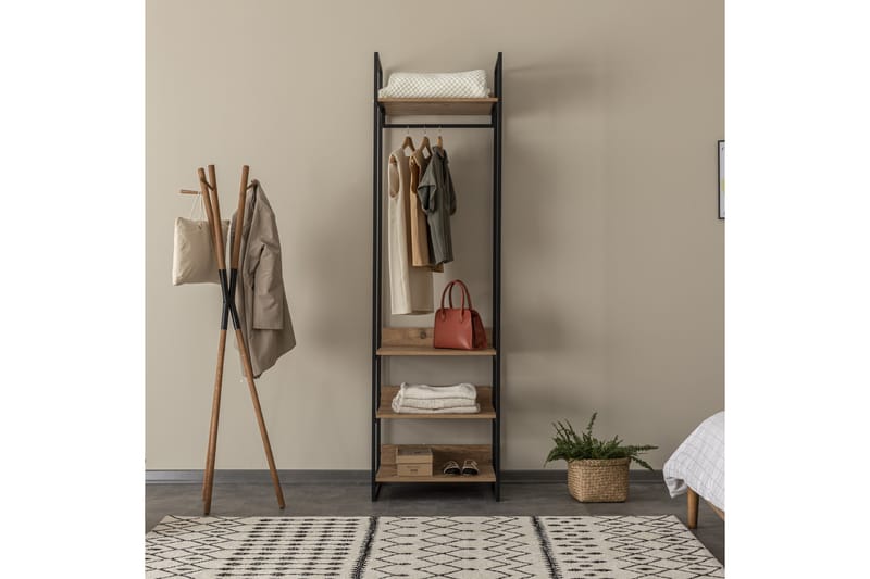 Vaatekaappi Rok 52x104 cm 11 Hyllyä - Luonnonväri - Säilytys - Vaatesäilytys - Vaatekaappi