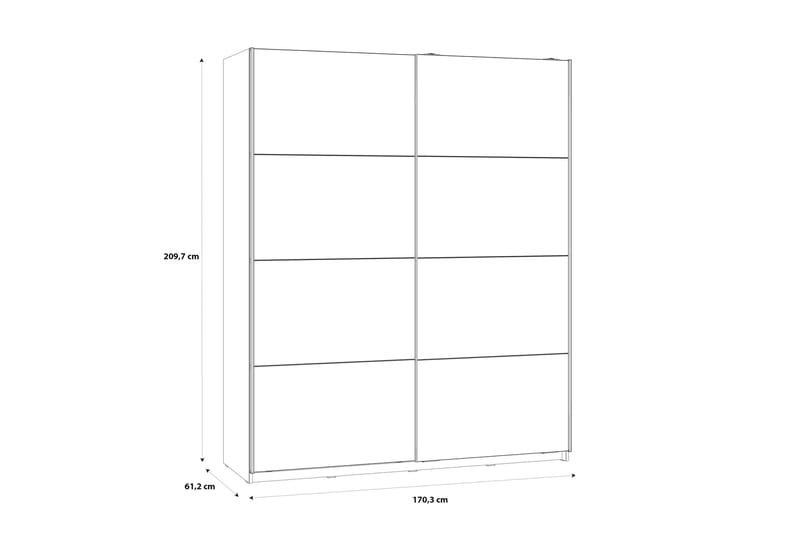 Vaatekaappi Sapes 62x171 cm - Ruskea/Harmaa - Säilytys - Vaatesäilytys - Vaatekaappi