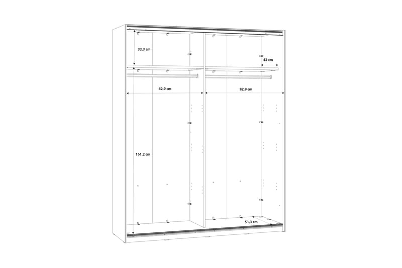 Vaatekaappi Sapes 62x171 cm - Ruskea/Harmaa - Vaatekaappi